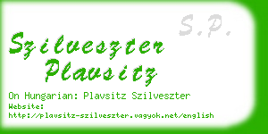 szilveszter plavsitz business card